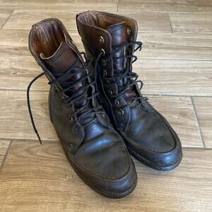 Vintage Handmade Brown Leather Retro Tall Military Combat Jump Style Boots